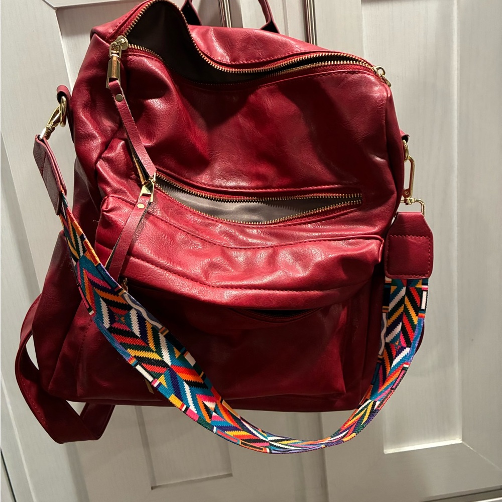 Stylish Red faux Leather Women's Bag